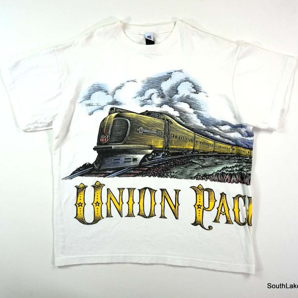 VTG Union Pacific T-Shirt Double Sided Graphic